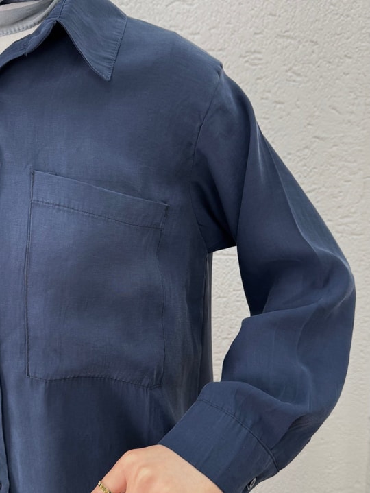 Yamaç Tek Cepli Oversize Pantolonlu Takım-Zİ2232 Lacivert
