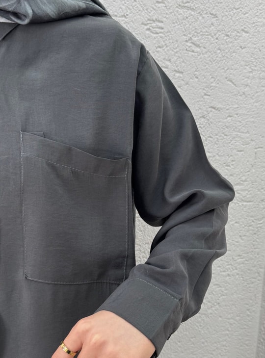 Yamaç Tek Cepli Oversize Pantolonlu Takım-Zİ2232 Antrasit