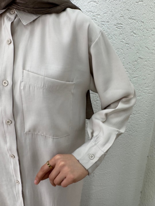 Yamaç Tek Cepli Oversize Pantolonlu Takım-Zİ2232 Taş