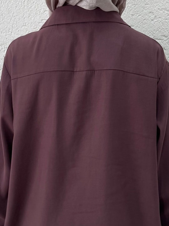 Yamaç Tek Cepli Oversize Pantolonlu Takım-Zİ2232 Mürdüm