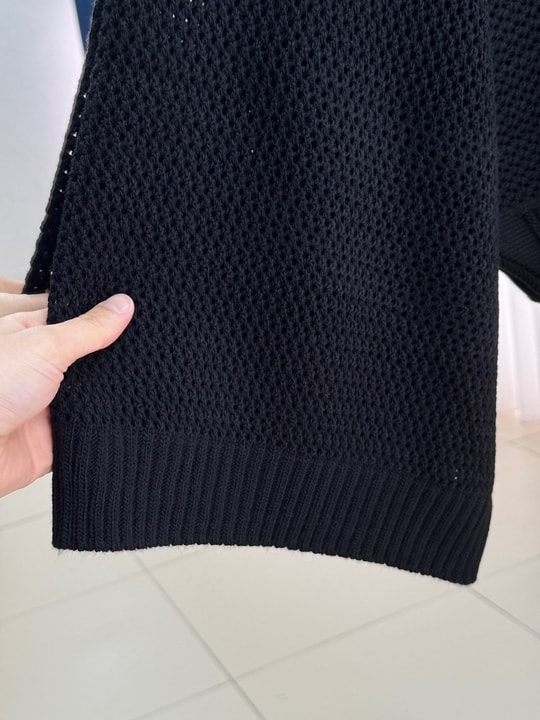 Yaser Geniş Kol Triko Kısa Kazak-KR5076 Siyah