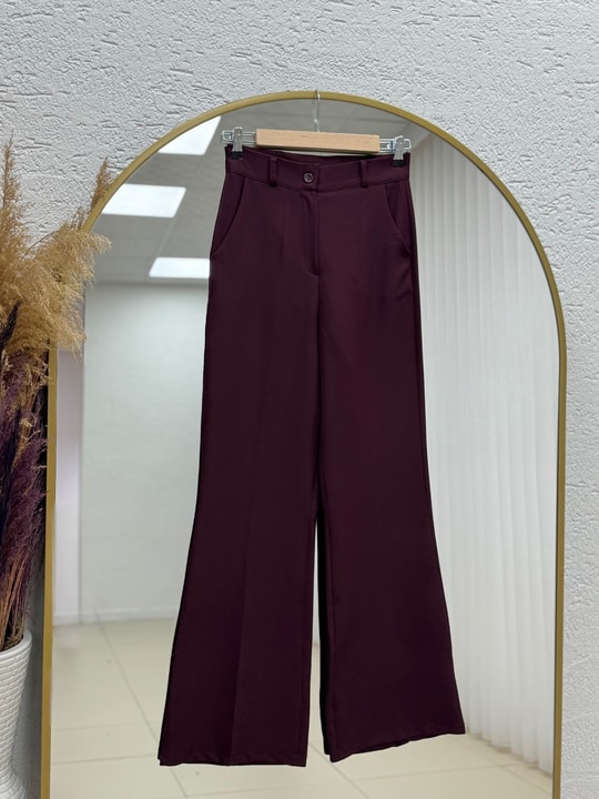 Yazgı Tek Düğmeli Yelekli Pantolonlu Takım-HK0053 Mürdüm