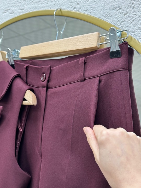 Yazgı Tek Düğmeli Yelekli Pantolonlu Takım-HK0053 Mürdüm