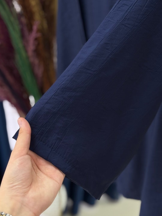 Yazlık Tesettür Pantolonlu Takım/Melesia Ön Bağcıklı Çilek Pantolonlu Takım-MF213 Lacivert