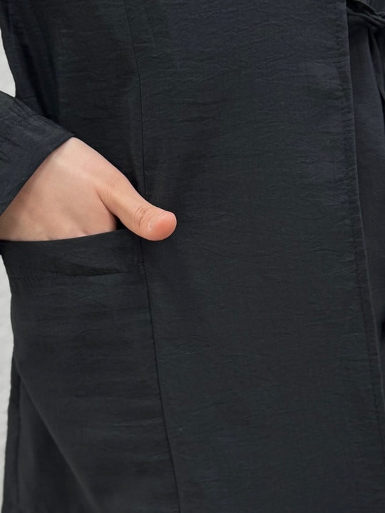 Yelinda Bağlamalı Biyeli Ceket-BN8610 Siyah