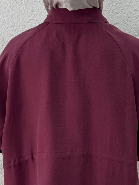 Yeşne Çiçek Detaylı Kol Ucu Lastikli Ceket-ML009 Bordo