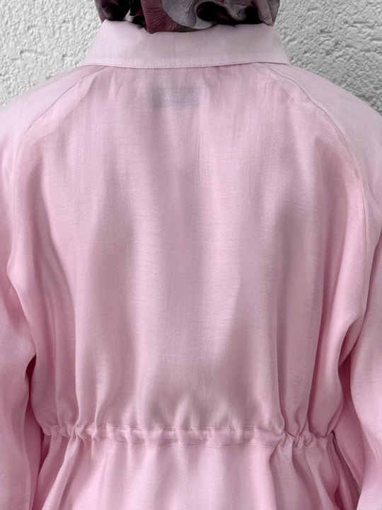 Yeşne Çiçek Detaylı Kol Ucu Lastikli Ceket-ML009 Pembe