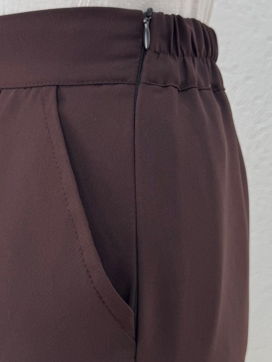 Yıldız Tek Tarafı Parçalı Kolu Kemerli Pantolonlu Takım-FA1075 Kahve