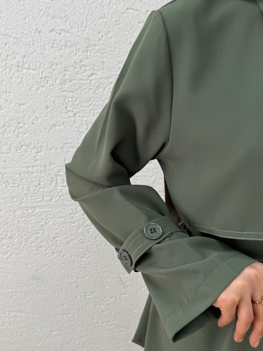 Yıldız Tek Tarafı Parçalı Kolu Kemerli Pantolonlu Takım-FA1075 Haki