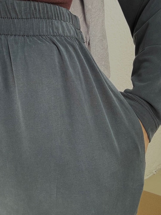 Yonca Yanları Yırtmaçlı Çımalı Pantolonlu Takım-NL764 Antrasit