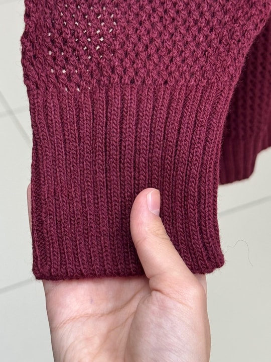 Yüsa Delikli Triko Hırka-KR5078 Bordo