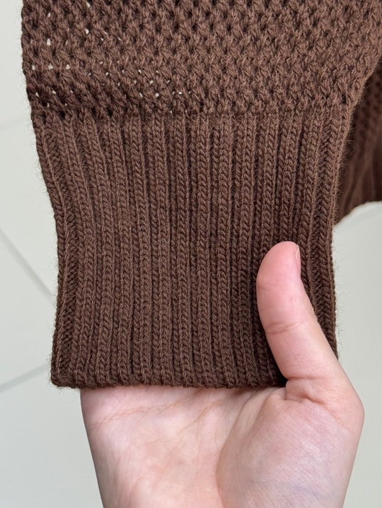 Yüsa Delikli Triko Hırka-KR5078 Kahve