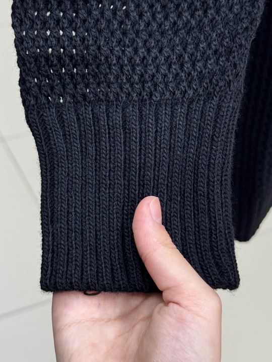 Yüsa Delikli Triko Hırka-KR5078 Siyah