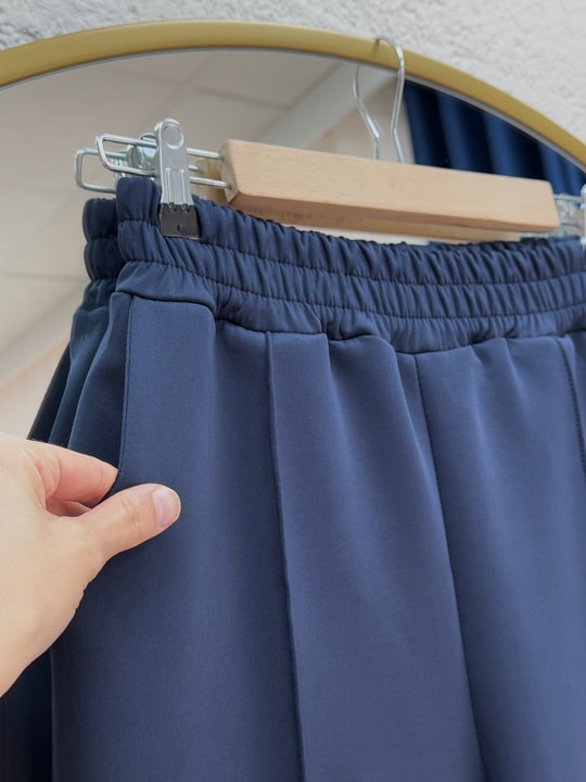 Zayna Bol Paça Çımalı Skuba Dalgıç Pantolon-MT3555 Lacivert