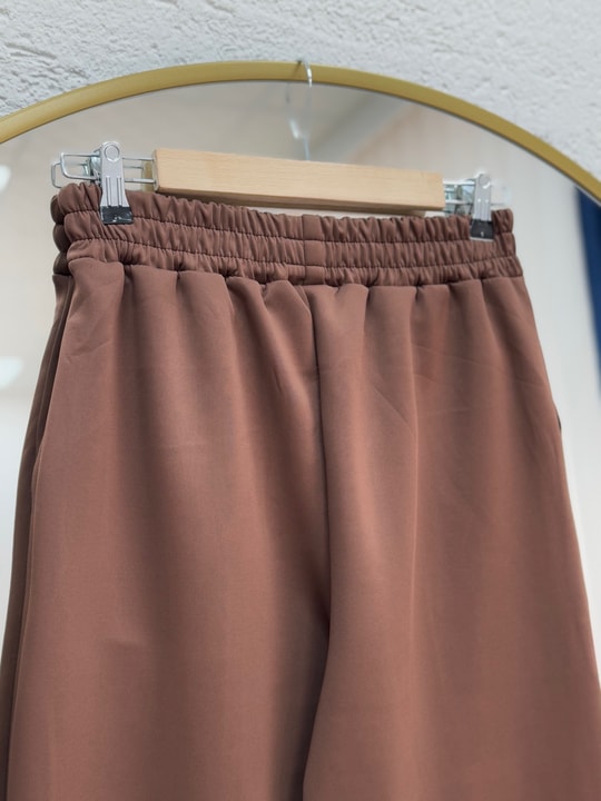 Zayna Bol Paça Çımalı Skuba Dalgıç Pantolon-MT3555 Kahve