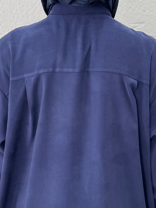 Zemheri  Metal Düğmeli Yırtmaçlı Tunik-GS531 Lacivert