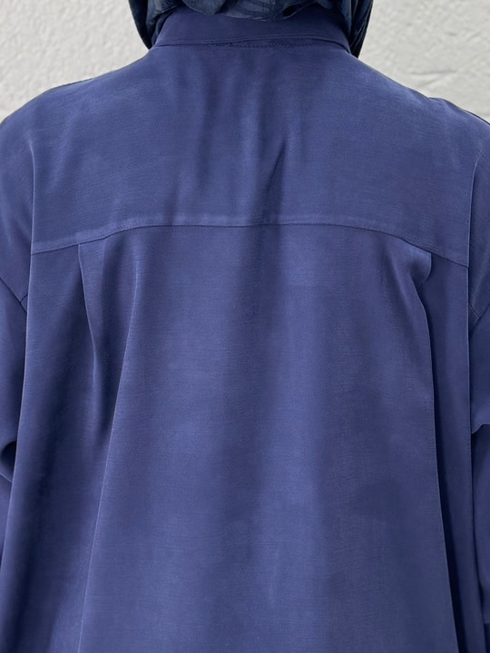 Zemheri  Metal Düğmeli Yırtmaçlı Tunik-GS531 Lacivert