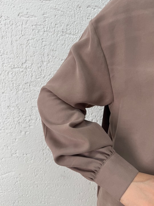 Zemheri  Metal Düğmeli Yırtmaçlı Tunik-GS531 Sütlü Kahve