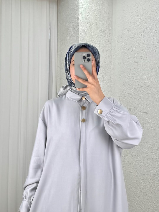 Zemheri  Metal Düğmeli Yırtmaçlı Tunik-GS531 Gri