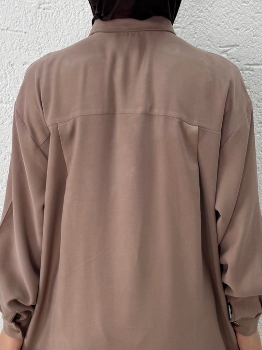 Zemheri  Metal Düğmeli Yırtmaçlı Tunik-GS531 Sütlü Kahve