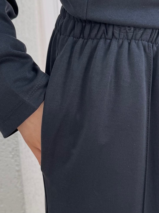 Zennur Yanları Yırtmaçlı Dikişli Pantolonlu Takım-MF1876 Siyah