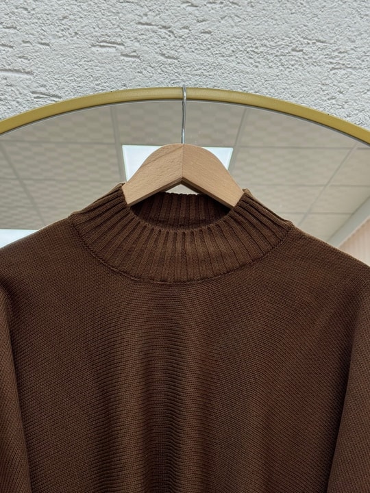 Zinnur Geniş Kol Triko Tunik-KR5076 Kahve