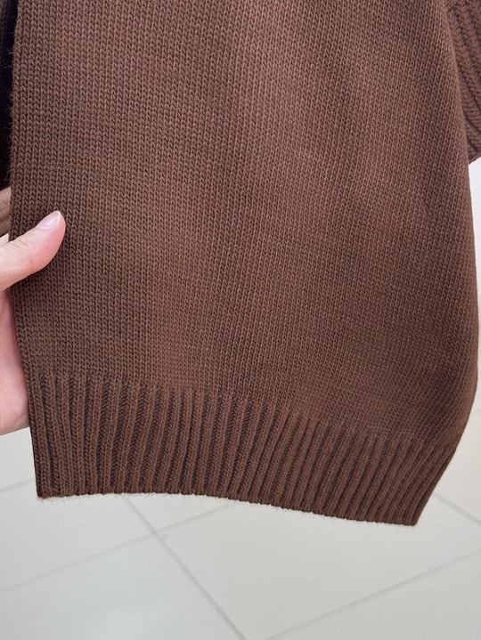 Zinnur Geniş Kol Triko Tunik-KR5076 Kahve