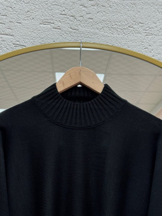 Zinnur Geniş Kol Triko Tunik-KR5076 Siyah