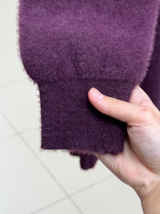 Zülnur Çift Aksesuar Detaylı Yumoş Hırka-KR6033 Mürdüm