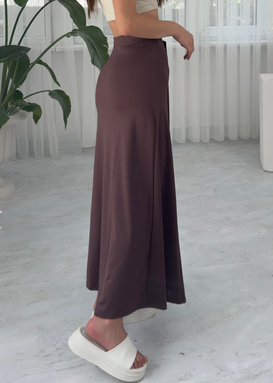 Asy Maxi Dalgıç Kumaş Bordo Etek 