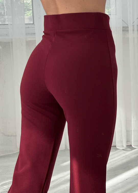 Bordo Zr Model Çımalı Likralı Pantolon 