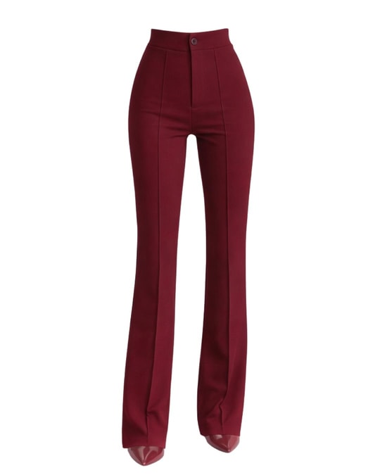 Bordo Zr Model Çımalı Likralı Pantolon 