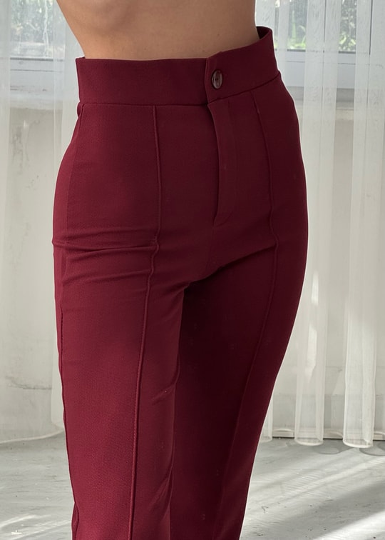 Bordo Zr Model Çımalı Likralı Pantolon 