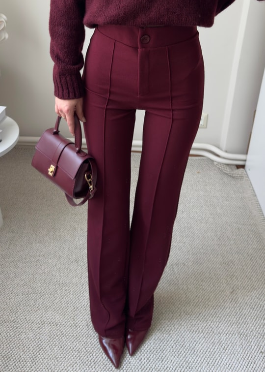 Bordo Zr Model Çımalı Likralı Pantolon 