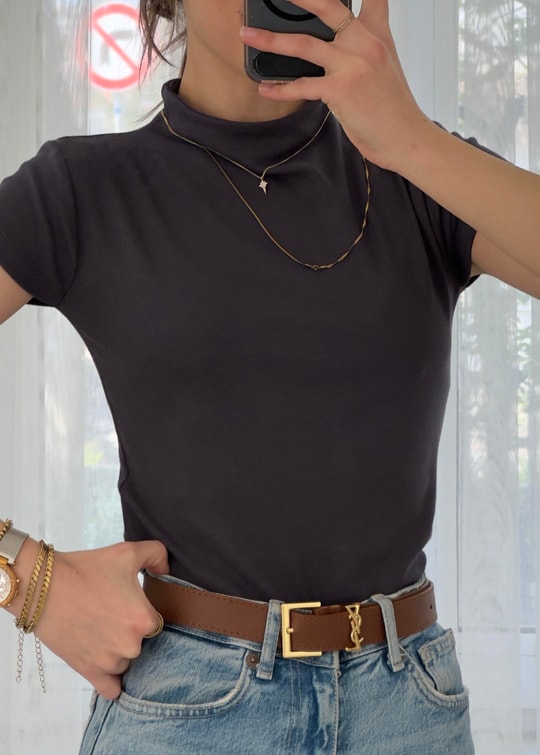 Buzzy Antrasit Bebe Kol Basic Yaka Tshirt