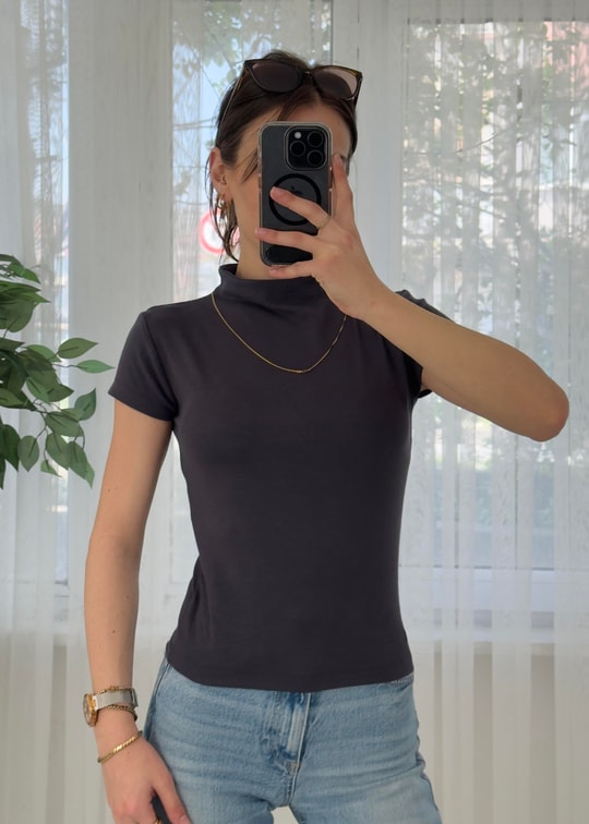 Buzzy Antrasit Bebe Kol Basic Yaka Tshirt