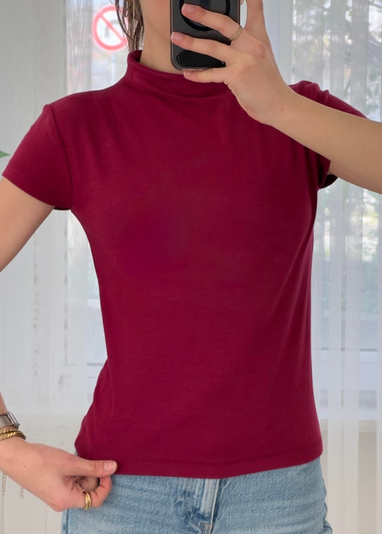 Buzzy Bordo Bebe Kol Basic Yaka Tshirt