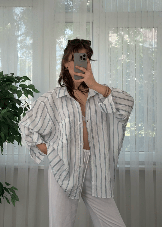 Çizgili Beyaz Crush Gömlek