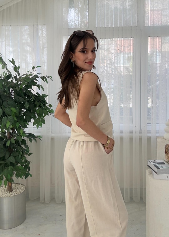 Helia Taş İkili Keten Takım