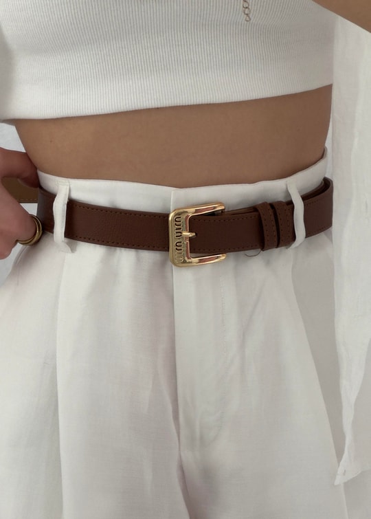 Kahverengi Gold Toka Miumiu Kemer