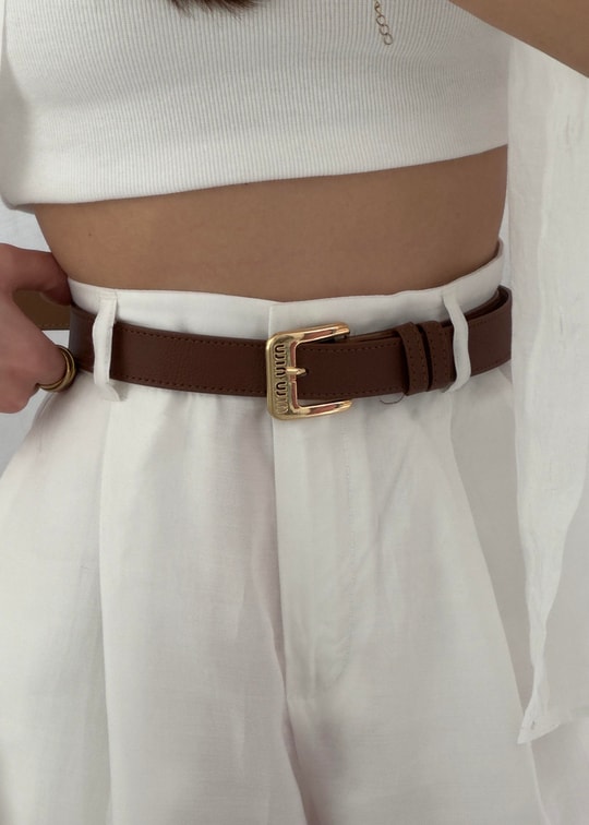Kahverengi Gold Toka Miumiu Kemer