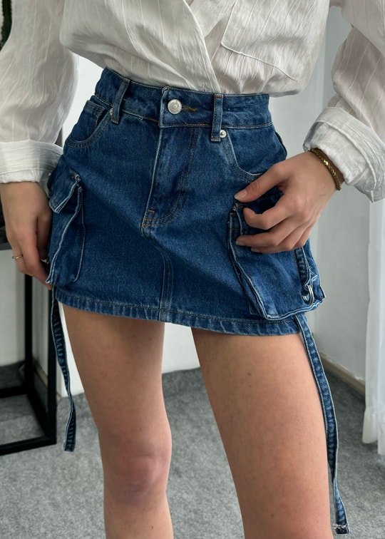 Kargo Cepli Mini Kot Etek 