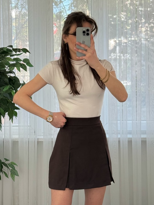 Karmen Kahverengi Şort Etek 
