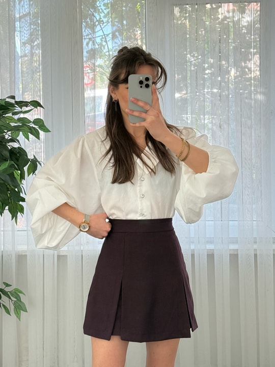 Karmen Mürdüm Şort Etek 