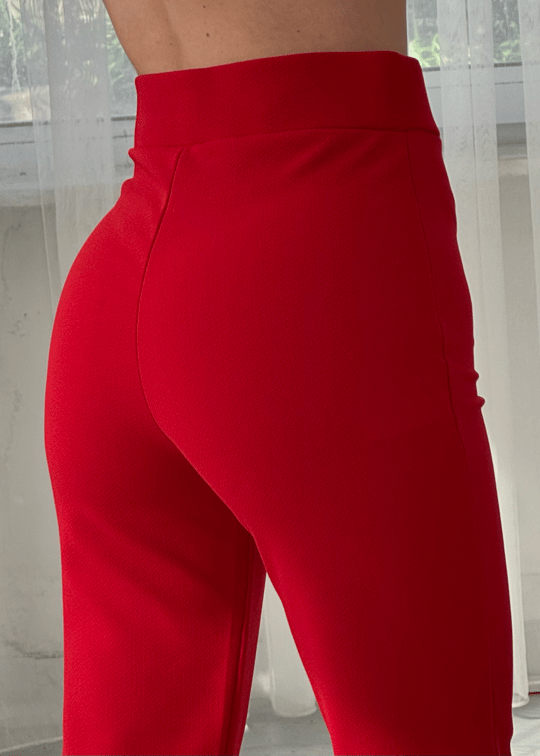 Kızmızı Zr Model Çımalı Likralı Pantolon 