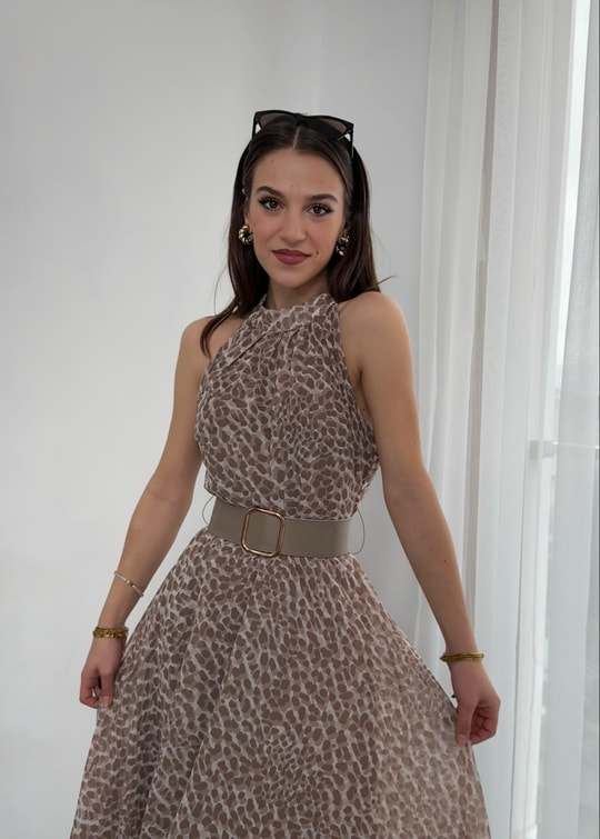 Midi Louisville Kemerli Elbise 