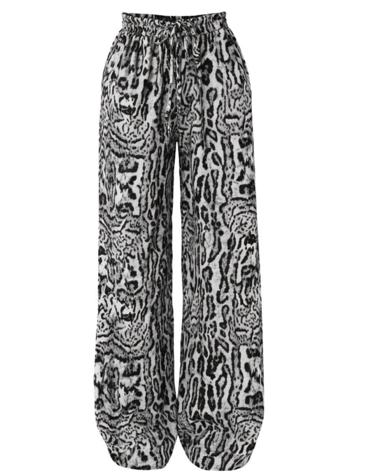 Roxy Desenli Bol Paça Saten Pantolon