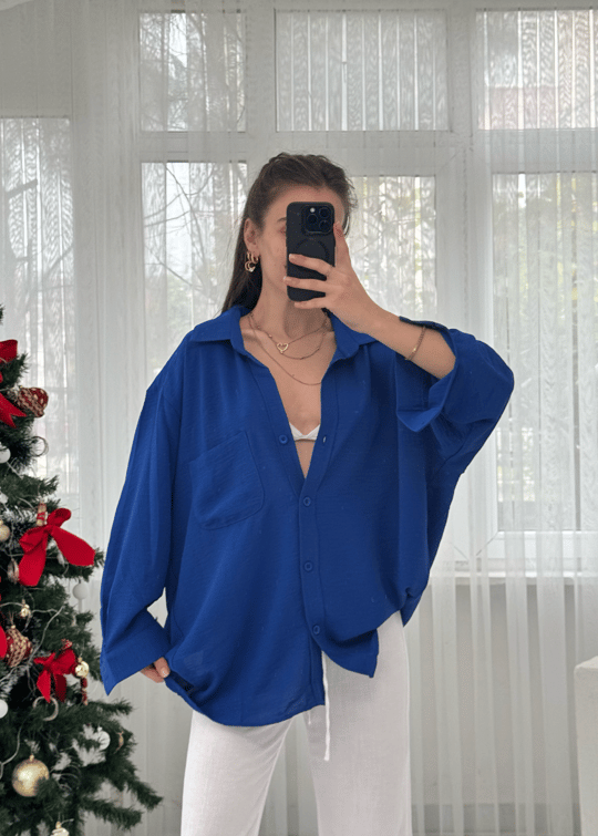 Saks İthal Ayrobin Tek Cepli Oversize Gömlek 
