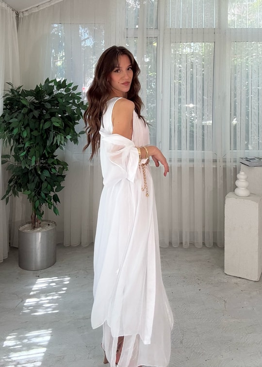 Siena Premium İthal İtalyan İpeği İki Parça Beyaz Takım