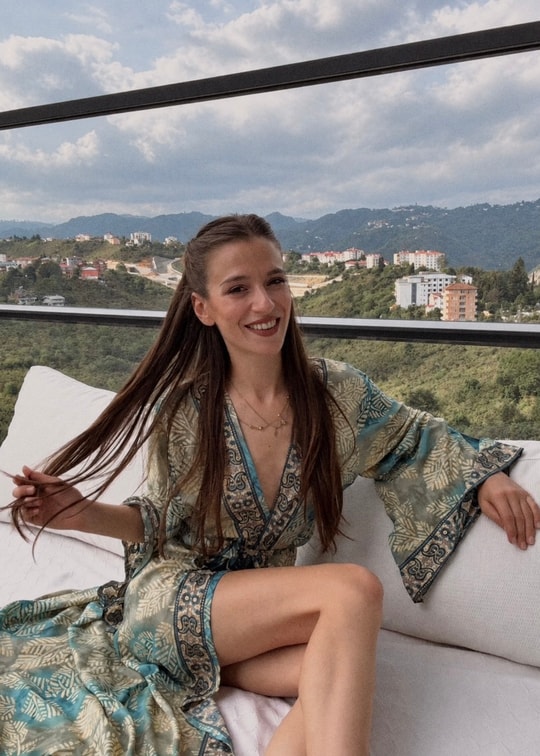Solea Su Yeşili Desenli Bohem Kimono